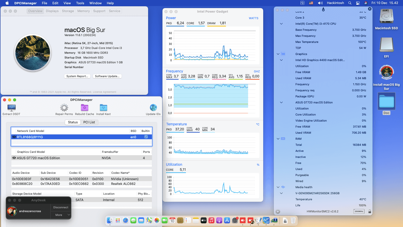 Success Hackintosh macOS Big Sur 11.6.1 Build 20G224 in Lenovo Ideacentre 300S-08IHH